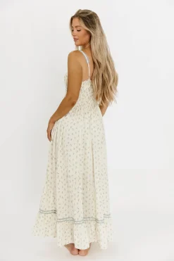 Sale Worth Collective Cindy Floral Lace Contrast Maxi Dress in French Blue