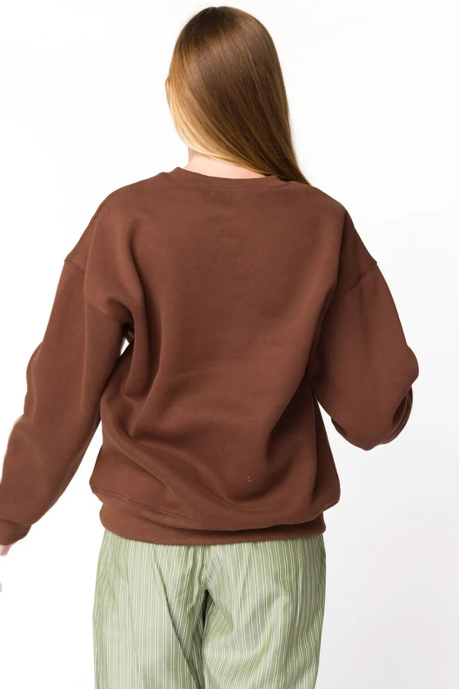 Hot Worth Collective Claire Embroidered Bow Sweatshirt in Chocolate