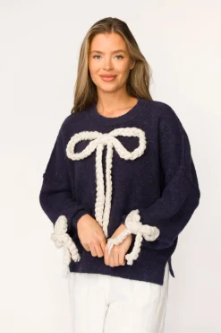 New Worth Collective Clara Oversized Pullover Sweater in Navy