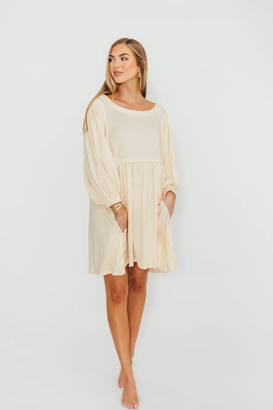 Online Worth Collective Claudia Dress with Keyhole Back in Cream