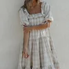 Online Worth Collective Clea Dress in Natural Plaid - Bump Friendly