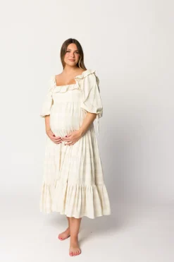 Online Worth Collective Clea Dress in Natural Plaid - Bump Friendly