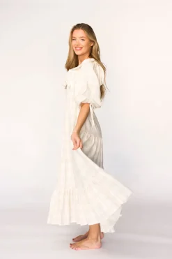 Online Worth Collective Clea Dress in Natural Plaid - Bump Friendly