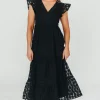 Clearance Worth Collective Cleo Lace-Trimmed Maxi Dress in Black