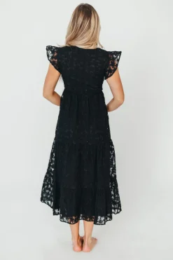 Clearance Worth Collective Cleo Lace-Trimmed Maxi Dress in Black