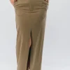 Hot Worth Collective Colin Trouser Maxi Skirt with Contrast Band in Olive