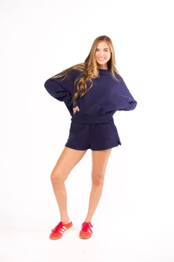 Outlet Worth Collective Comfy Cozy High Waisted Sweat Shorts in Navy (Sold Separately)