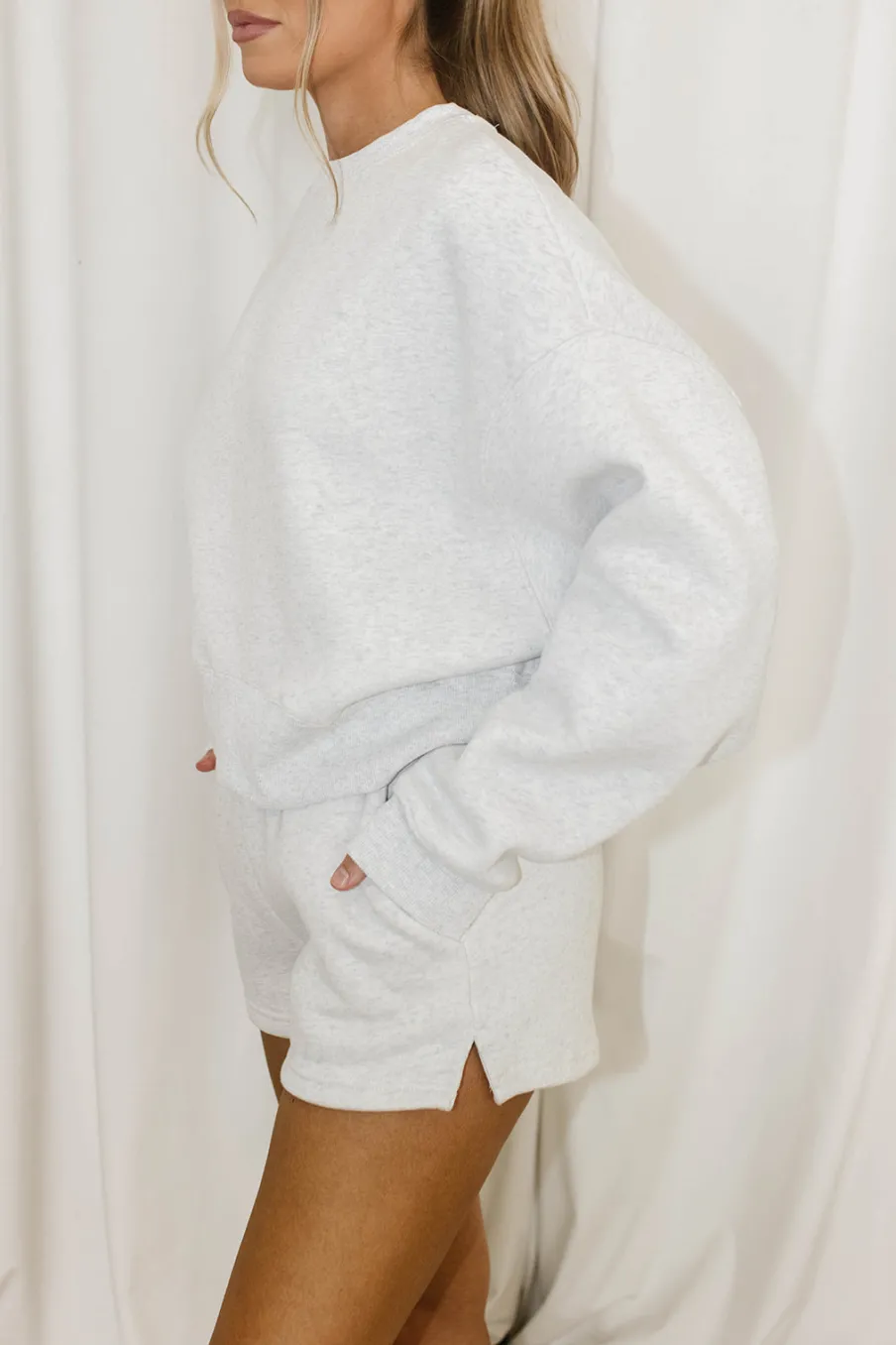 New Worth Collective Comfy Cozy High Waisted Sweat Shorts in Grey