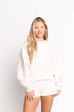 New Worth Collective Comfy Cozy High Waisted Sweat Shorts in Grey