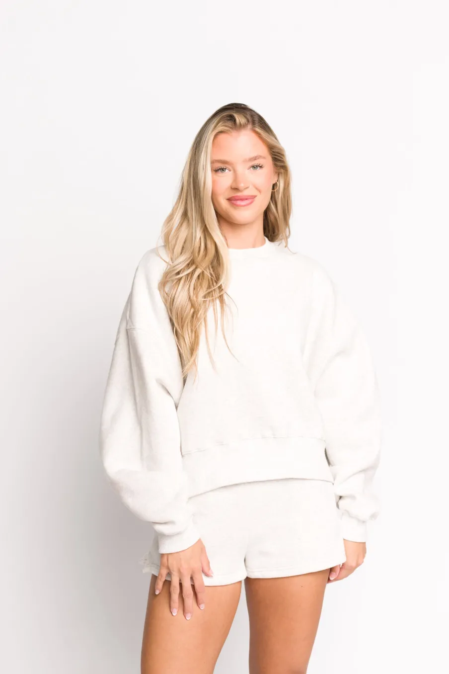 New Worth Collective Comfy Cozy High Waisted Sweat Shorts in Grey
