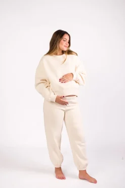 Hot Worth Collective Comfy Cozy Sweatpants in Cream - Top Sold Separately