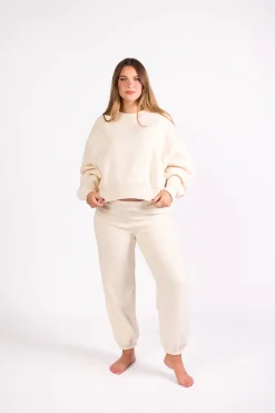 Hot Worth Collective Comfy Cozy Sweatpants in Cream - Top Sold Separately