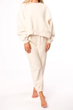 Hot Worth Collective Comfy Cozy Sweatpants in Cream - Top Sold Separately