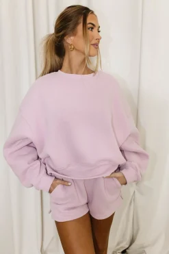 Online Worth Collective Comfy Cozy Sweatshirt in Lilac - Bottoms Sold Separately