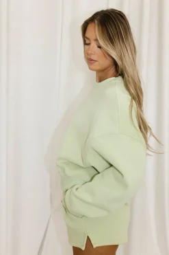 Best Worth Collective Comfy Cozy Sweatshirt in Sage Lime - Bottoms Sold Separately