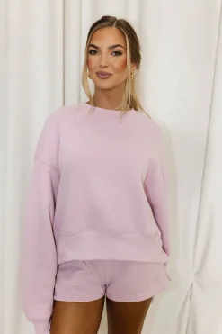 Online Worth Collective Comfy Cozy Sweatshirt in Lilac - Bottoms Sold Separately