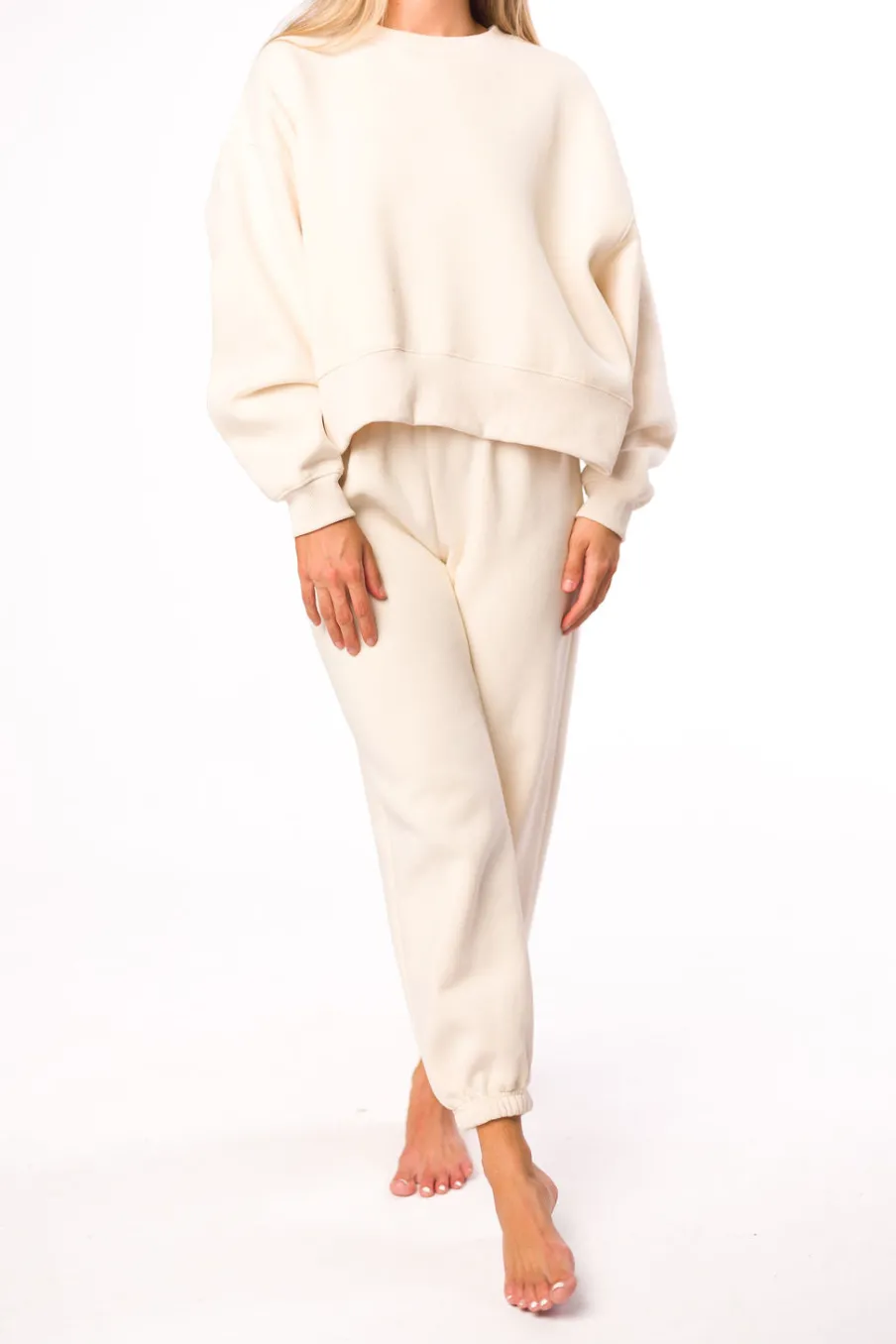 Discount Worth Collective Comfy Cozy Sweatshirt in Cream - Bottoms Sold Separately