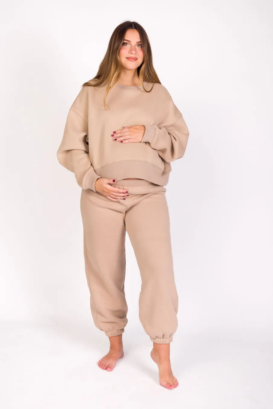 Discount Worth Collective Comfy Cozy Sweatshirt in Mocha - Bottoms Sold Separately