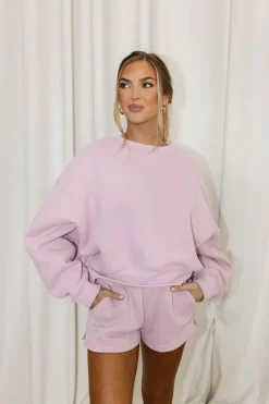 Online Worth Collective Comfy Cozy Sweatshirt in Lilac - Bottoms Sold Separately