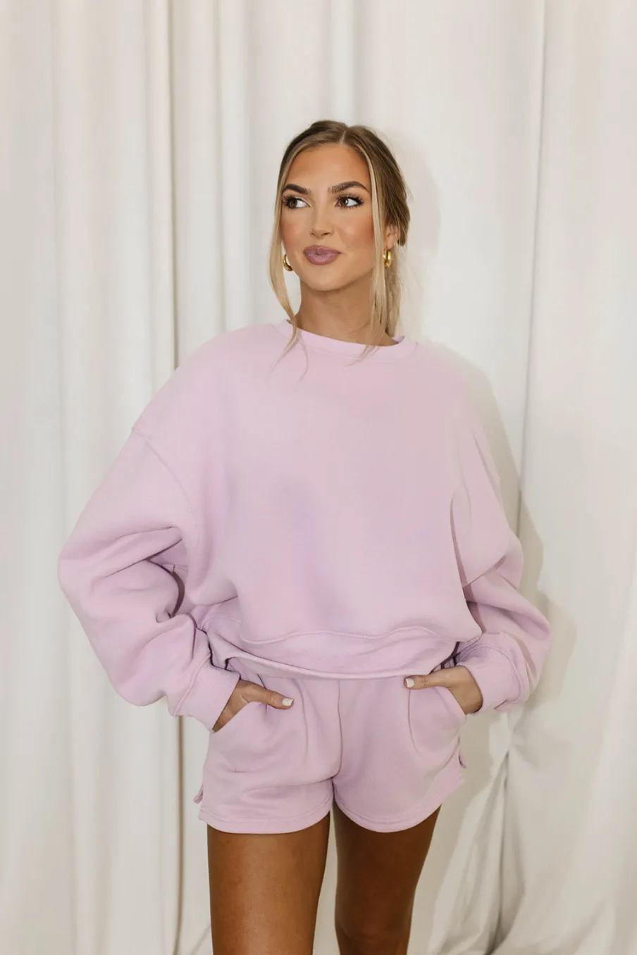 Online Worth Collective Comfy Cozy Sweatshirt in Lilac - Bottoms Sold Separately