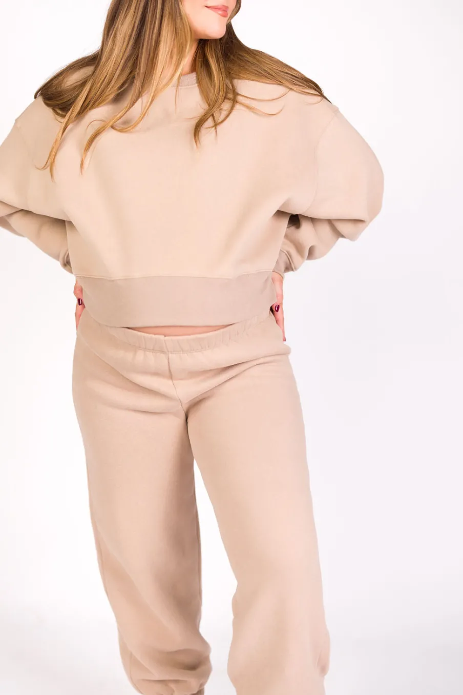 Discount Worth Collective Comfy Cozy Sweatshirt in Mocha - Bottoms Sold Separately