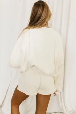 Discount Worth Collective Comfy Cozy Sweatshirt in Cream - Bottoms Sold Separately