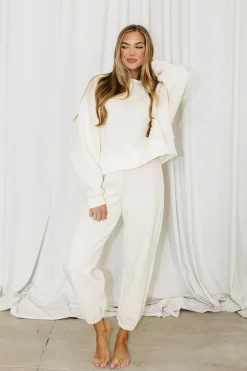 Discount Worth Collective Comfy Cozy Sweatshirt in Cream - Bottoms Sold Separately