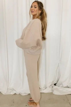 Discount Worth Collective Comfy Cozy Sweatshirt in Mocha - Bottoms Sold Separately