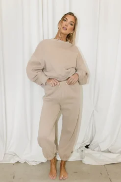 Discount Worth Collective Comfy Cozy Sweatshirt in Mocha - Bottoms Sold Separately