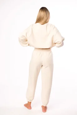 Discount Worth Collective Comfy Cozy Sweatshirt in Cream - Bottoms Sold Separately