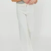 Hot Worth Collective Corin Straight Wide Leg Denim Pants in Cream