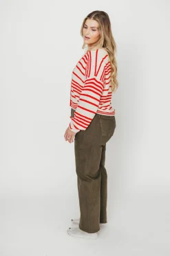 Clearance Worth Collective Corin Straight Wide Leg Denim Pants in Faded Olive