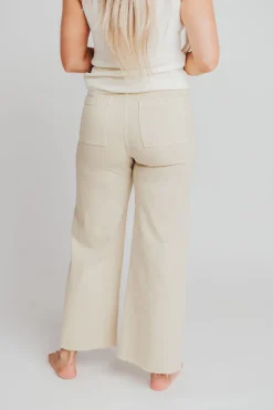 Hot Worth Collective Corin Straight Wide Leg Denim Pants in Beige
