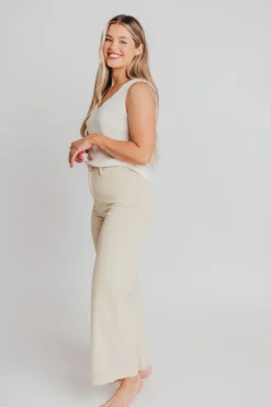 Hot Worth Collective Corin Straight Wide Leg Denim Pants in Beige