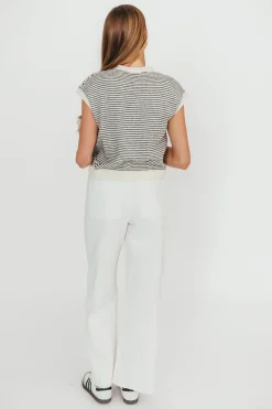 Hot Worth Collective Corin Straight Wide Leg Denim Pants in Cream