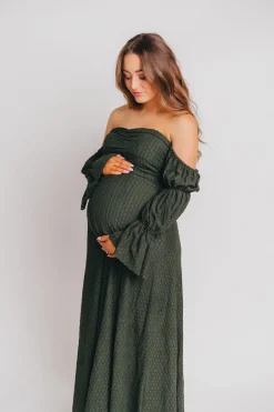 Fashion Worth Collective Corrine Maxi Dress with Pockets in Hunter Green