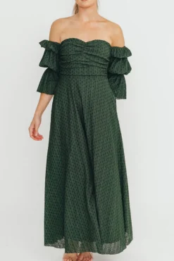 Fashion Worth Collective Corrine Maxi Dress with Pockets in Hunter Green