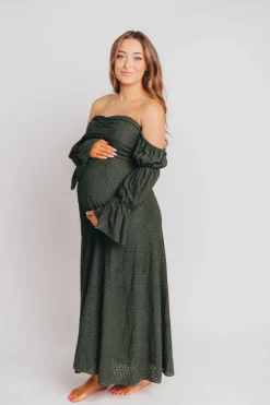 Fashion Worth Collective Corrine Maxi Dress with Pockets in Hunter Green