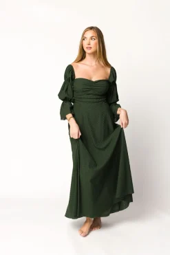 Fashion Worth Collective Corrine Maxi Dress with Pockets in Hunter Green