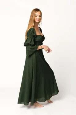 Fashion Worth Collective Corrine Maxi Dress with Pockets in Hunter Green