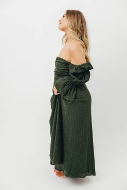Fashion Worth Collective Corrine Maxi Dress with Pockets in Hunter Green