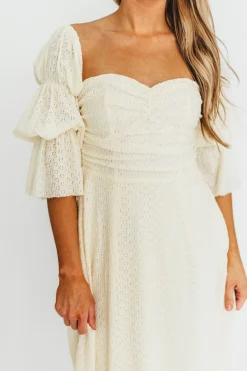 Outlet Worth Collective Corrine Tiered Sleeve Maxi Dress with Pockets in Butter Yellow - Bump