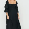 Sale Worth Collective Corrine Tiered Sleeve Maxi Dress with Pockets in Black - Bump Friendly