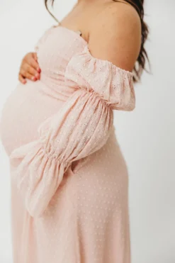 Best Worth Collective Corrine Tiered Sleeve Maxi Dress with Pockets in Ballerina Pink - Bump