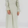 Fashion Worth Collective Corrine Tiered Sleeve Maxi Dress with Pockets in Mint - Bump Friendly