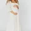 Outlet Worth Collective Corrine Tiered Sleeve Maxi Dress with Pockets in Ivory Cream - Bump Fr