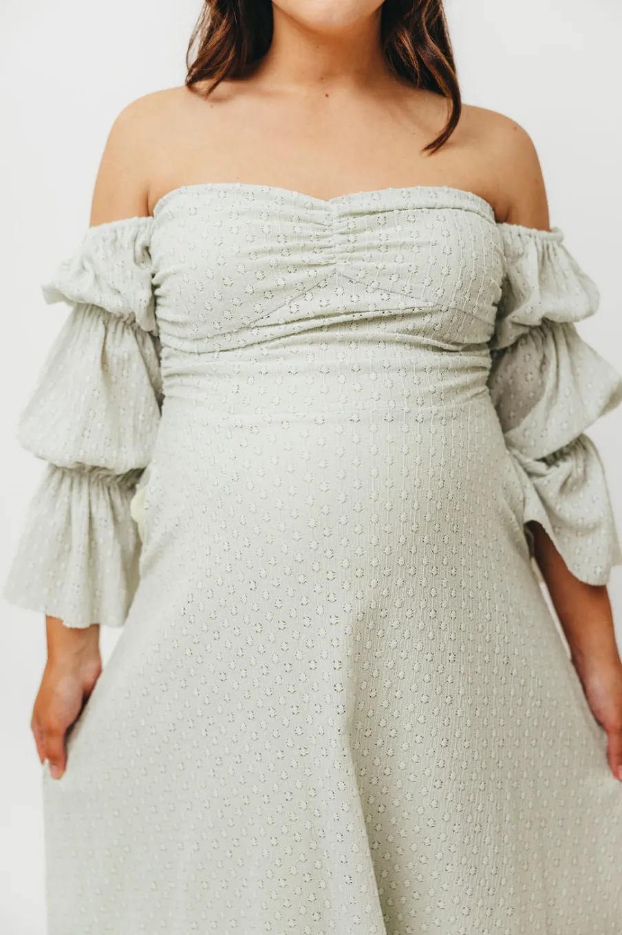 Fashion Worth Collective Corrine Tiered Sleeve Maxi Dress with Pockets in Mint - Bump Friendly