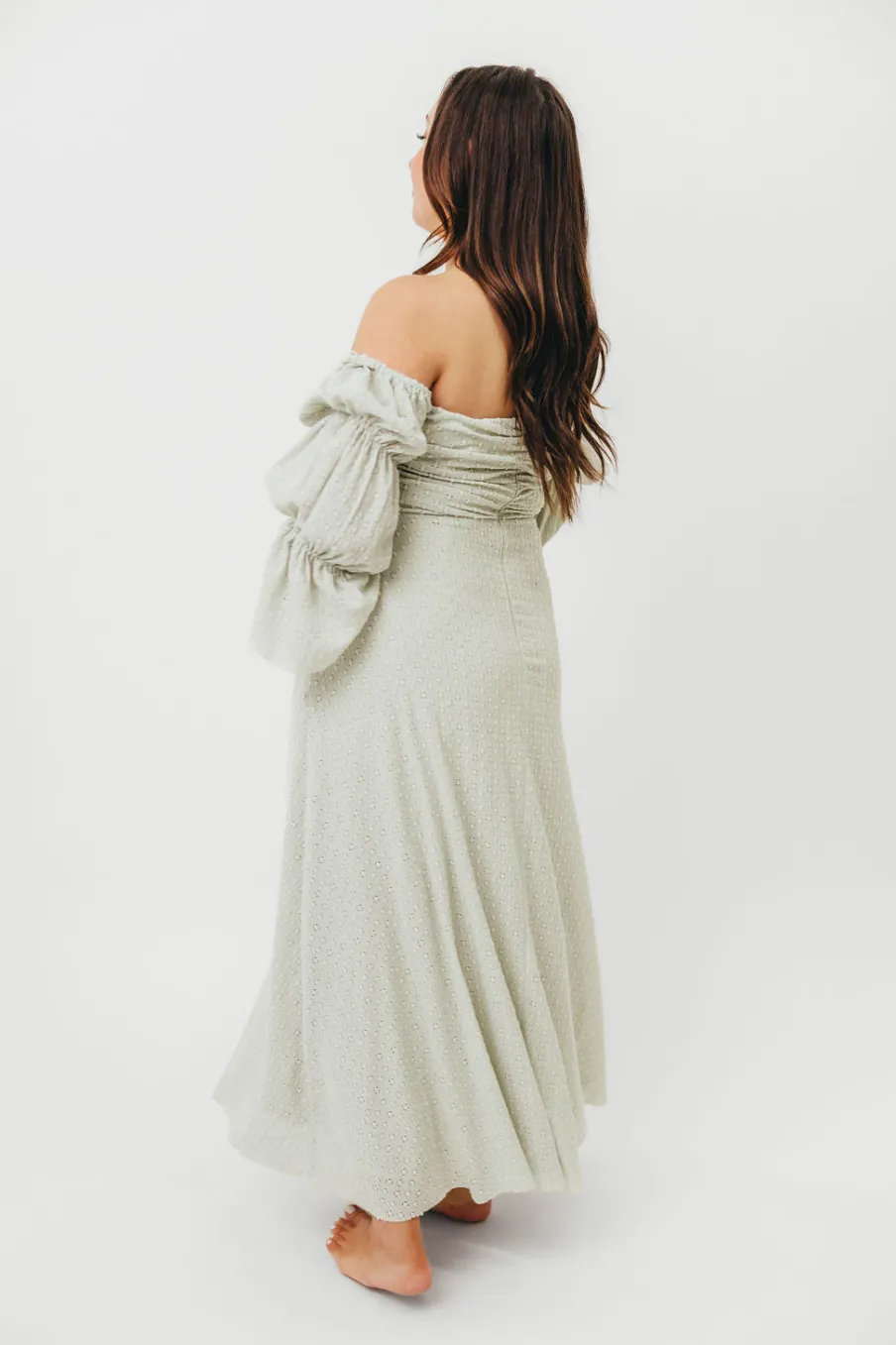 Fashion Worth Collective Corrine Tiered Sleeve Maxi Dress with Pockets in Mint - Bump Friendly