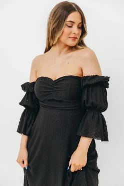 Sale Worth Collective Corrine Tiered Sleeve Maxi Dress with Pockets in Black - Bump Friendly