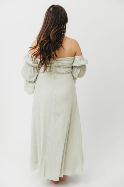 Fashion Worth Collective Corrine Tiered Sleeve Maxi Dress with Pockets in Mint - Bump Friendly